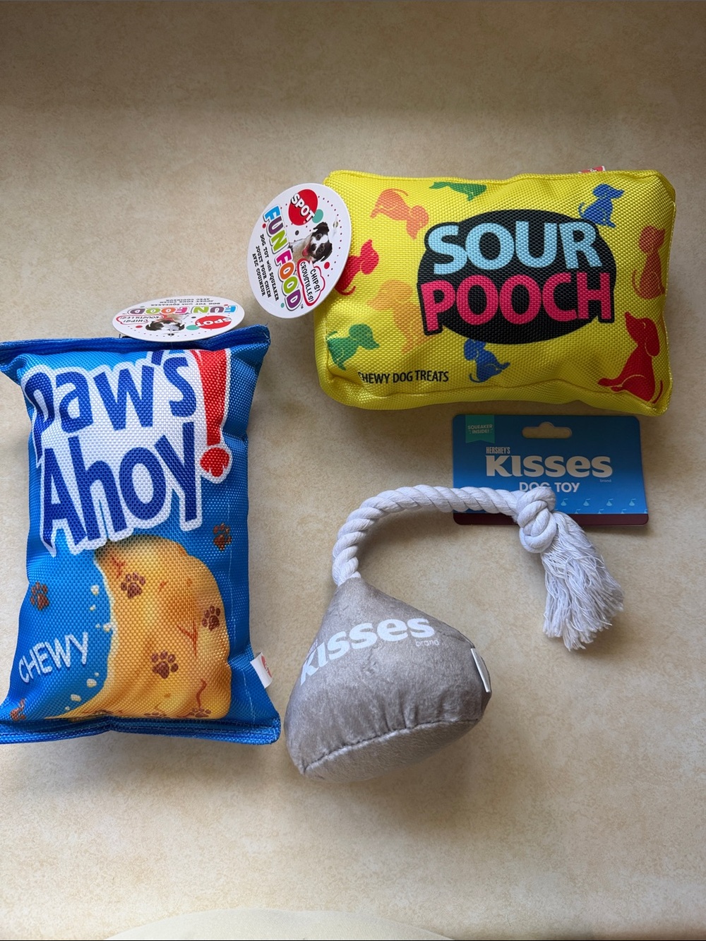 Sweets Themed Dog Toy Bundle with Hershey’s Kiss Plush, Sour Pooch & Paws Ahoy!